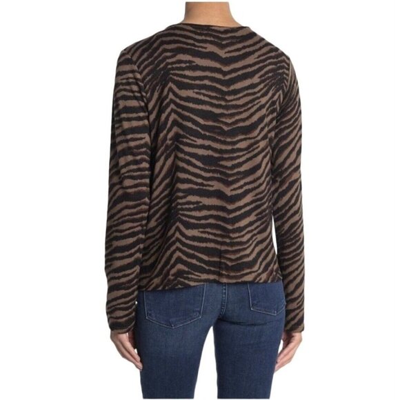 Sanctuary Womens Tiger Stripes Animal Print V-neck Shirt Size Small - Picture 8 of 9